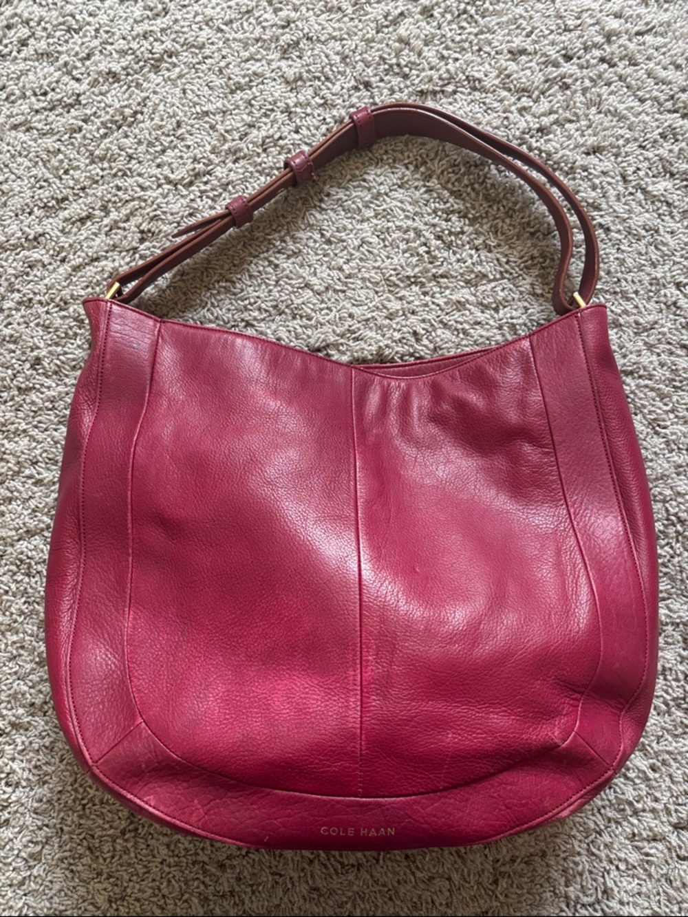 Cole Haan Deep Raspberry Pink Leather Shoulder Hobo